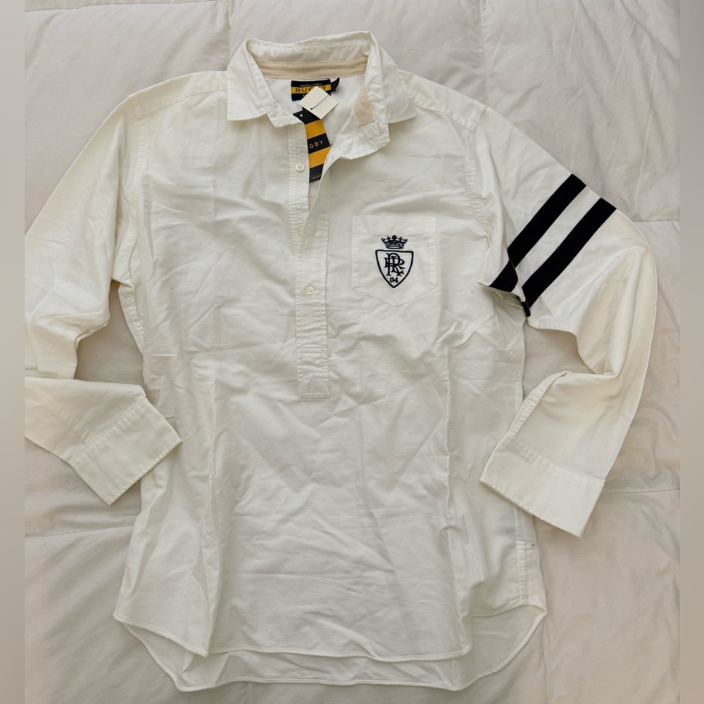 Ralph Lauren Cream Long Sleeve Shirt with Black Stripes
